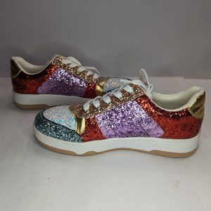 Cape Robbin Lace Up Rainbow Sequence Finish Fashion Shoes | Size 6 | Like New